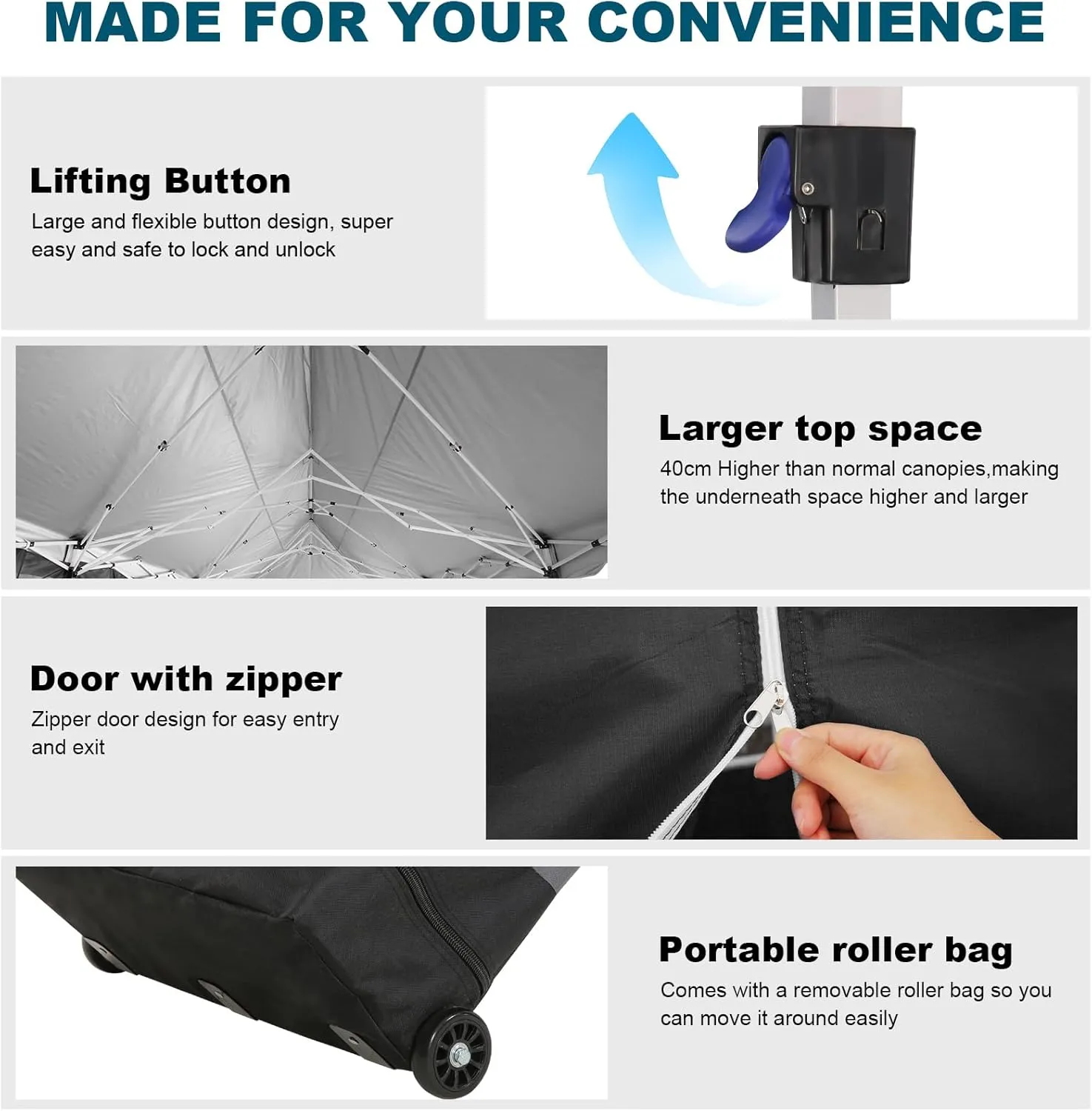 HOTEEL Party Tent 10x30 Pop Up Canopy Tent with 8 Sidewalls, Wheeled Bag, 4 Weight Bags, Easy Setup Outdoor Tent for Backyard Party with Extra Height, Waterproof UPF50  Event Tent for Patio, Black