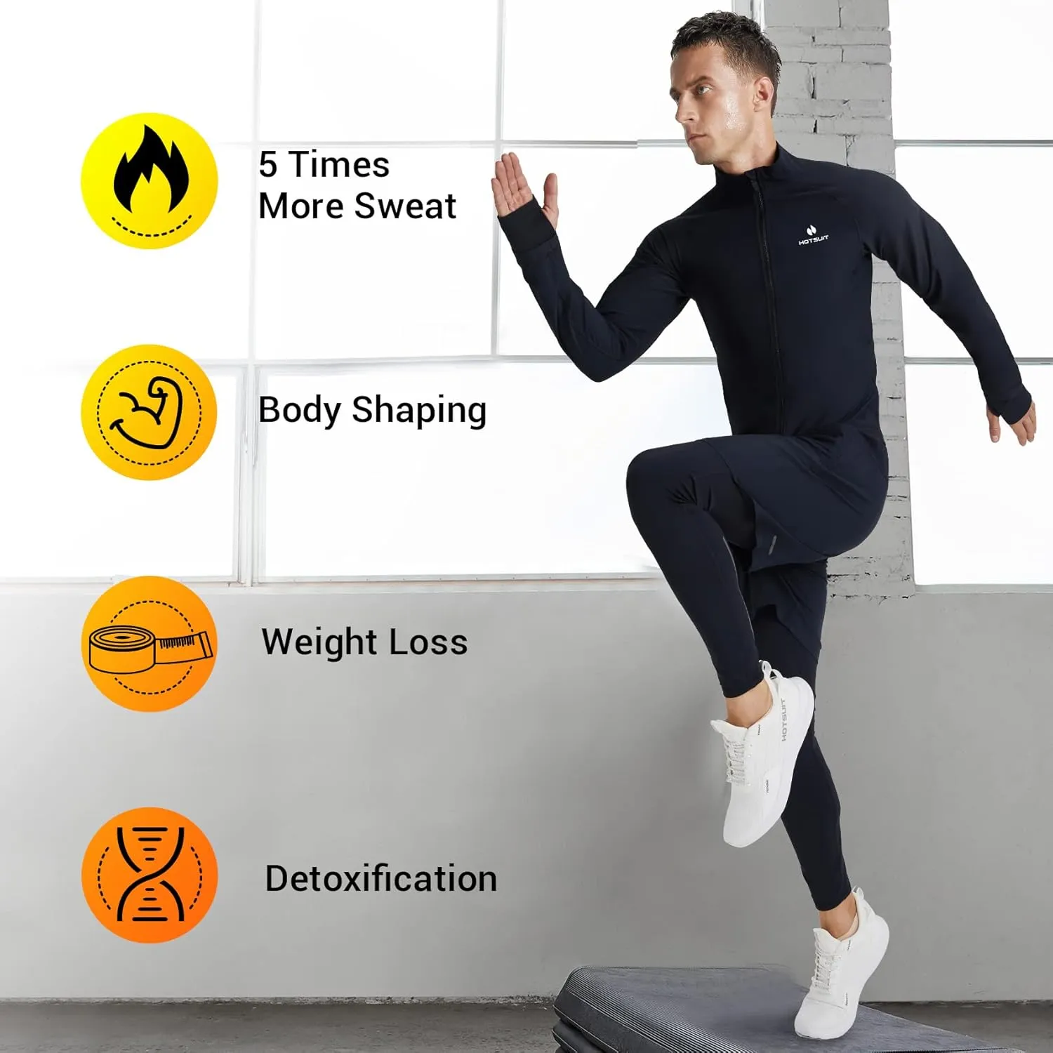 HOTSUIT Sauna Suit for Men Sweat Suits Long Sleeve Sauna Shirt Workout Shapewear-(S-5XL) Sweat Jacket Top Compression Shirts