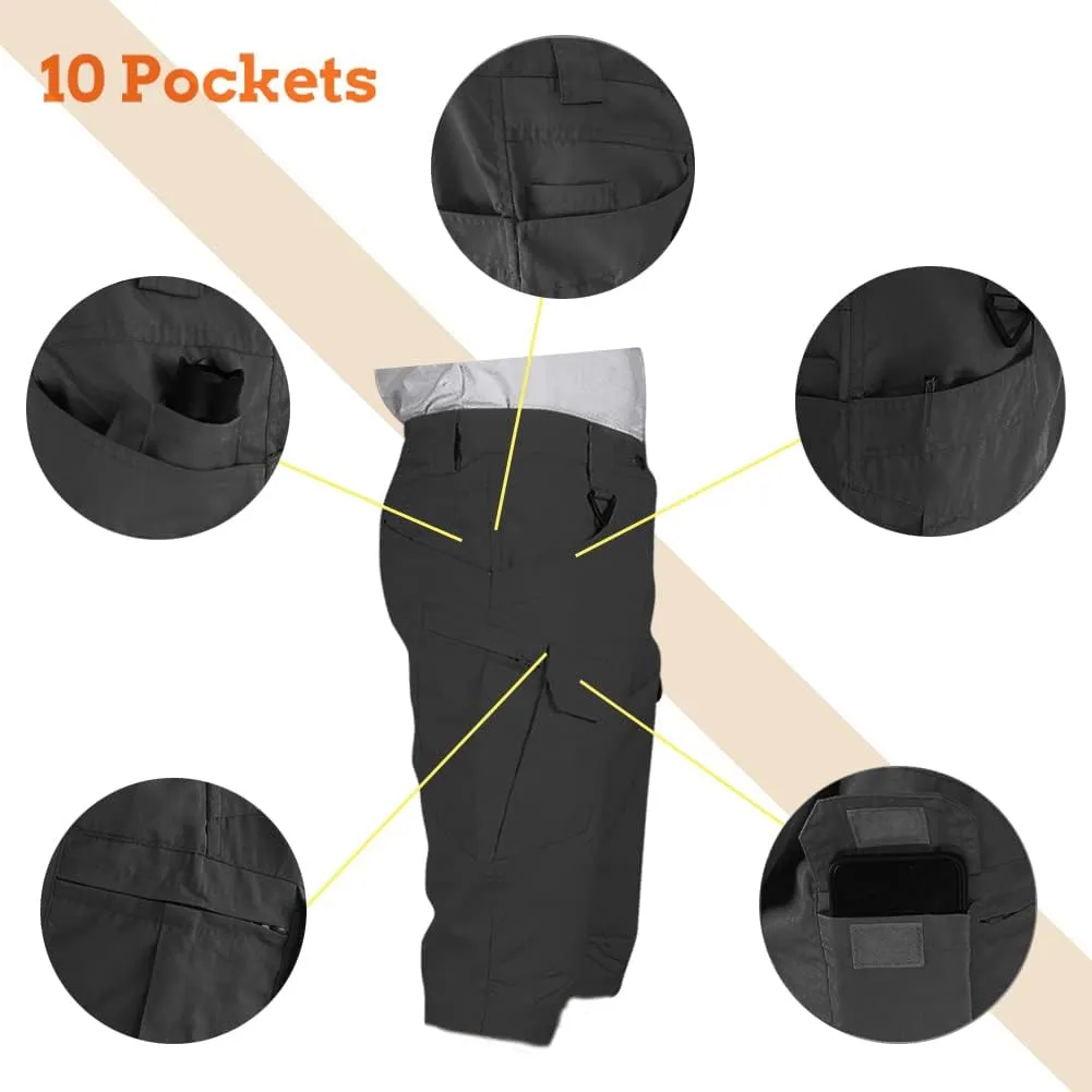 HYCOPROT Men's Tactical Cargo Shorts Waterproof Lightweight Work Short Quick Dry Military Multi Pockets Ripstop for Hiking