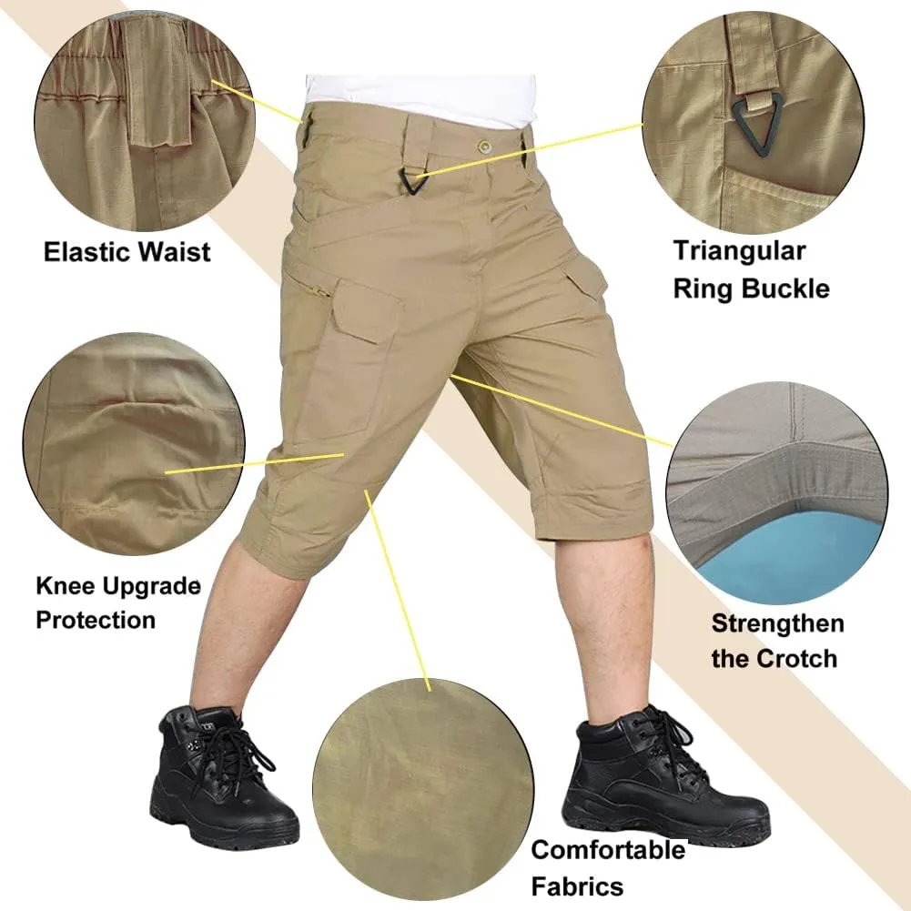 HYCOPROT Men's Tactical Cargo Shorts Waterproof Lightweight Work Short Quick Dry Military Multi Pockets Ripstop for Hiking