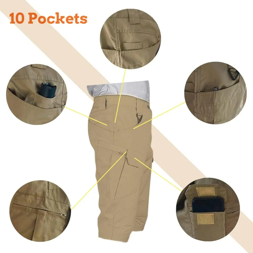 HYCOPROT Men's Tactical Cargo Shorts Waterproof Lightweight Work Short Quick Dry Military Multi Pockets Ripstop for Hiking