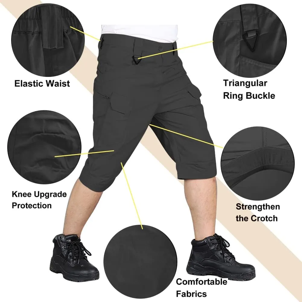 HYCOPROT Men's Tactical Cargo Shorts Waterproof Lightweight Work Short Quick Dry Military Multi Pockets Ripstop for Hiking