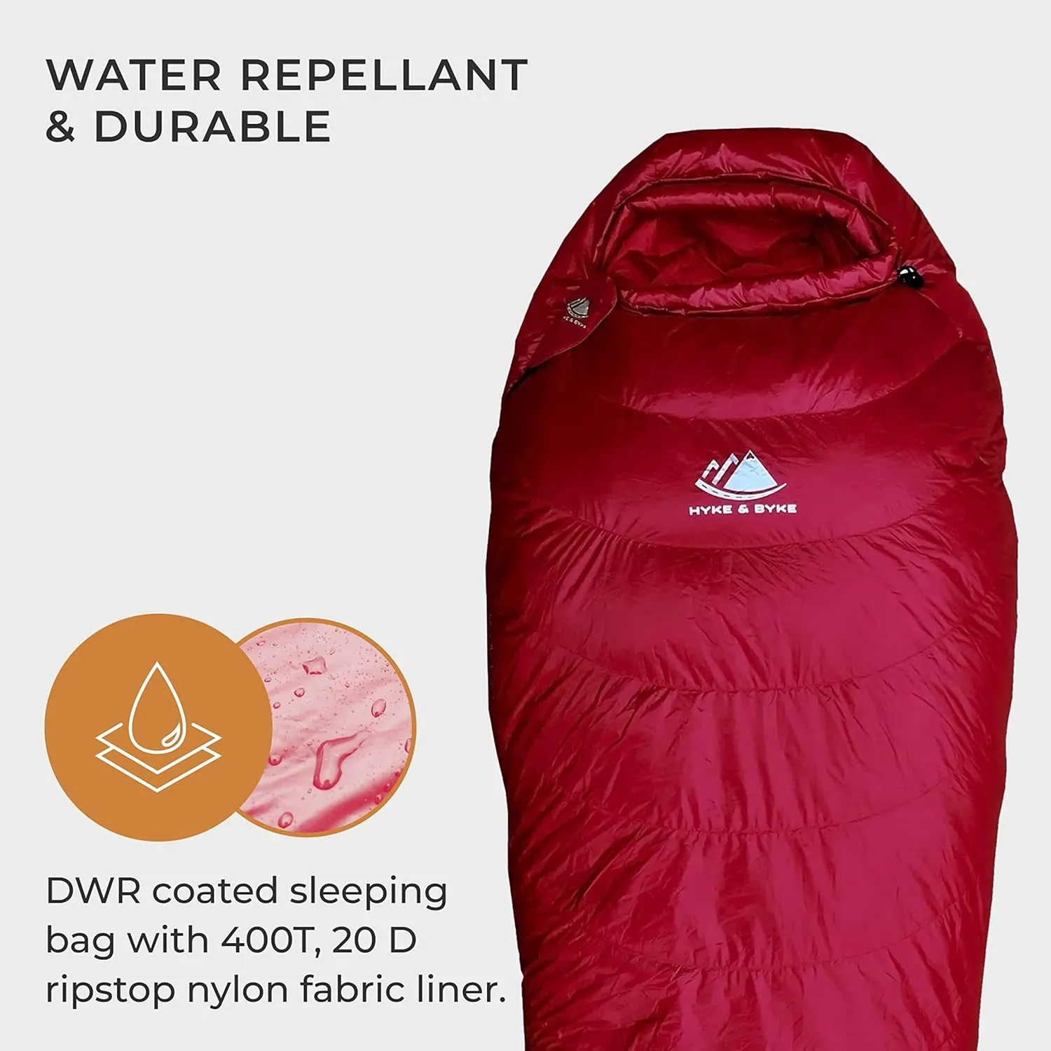 Hyke & Byke Quandary 15°F Cold Weather Mummy Hiking & Backpacking Sleeping Bag - Duck Down 650 FP 3 Season Sleeping Bags for Adults - Ultralight with Compression Stuff Sack