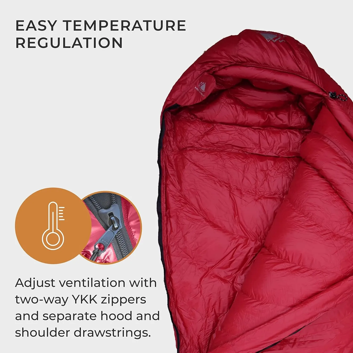 Hyke & Byke Quandary 15°F Cold Weather Mummy Hiking & Backpacking Sleeping Bag - Duck Down 650 FP 3 Season Sleeping Bags for Adults - Ultralight with Compression Stuff Sack