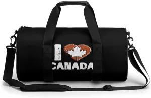 I Love Canada, Canada Day Small Gym Bag for Men Women Swim Dance Travel Tote Duffle Bags with Shoulder Strap, style