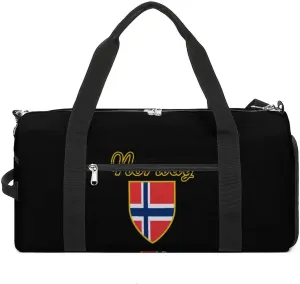I Love Norway Travel Gym Bag Sport Workout Duffel Bags with Compartments And Side Pocket
