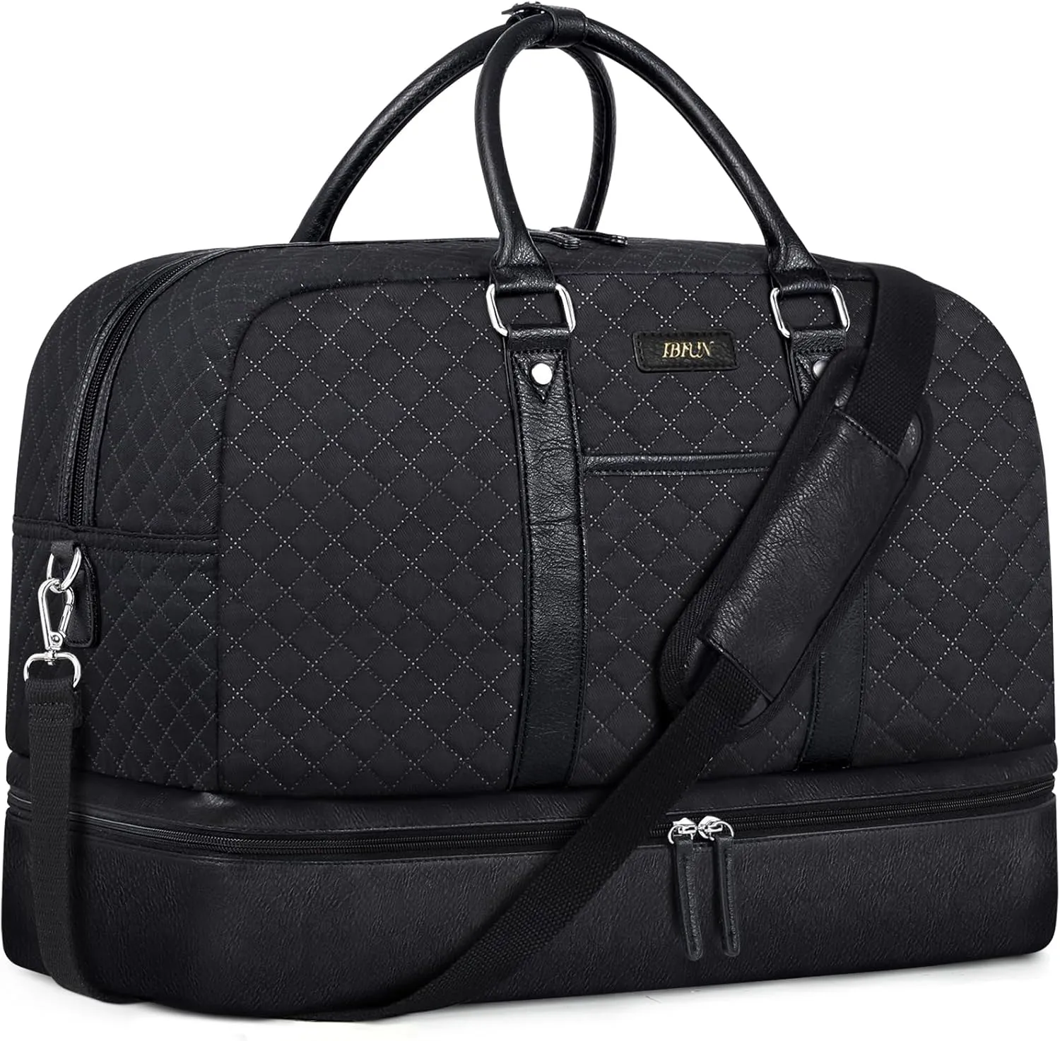 IBFUN Weekender Bags for Women, Large Overnight Bag Canvas Travel Duffel Bag Carry On Tote with Shoe Compartment 21" 3Pcs Set