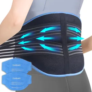 Ice Pack for Lower Back Pain Relief with Compression, 2 Packs Reusable Back Ice Pack Wrap Hot Cold Therapy for Sciatic Injuries, Tailbone Pain, Lumbar Surgery, Coccyx, Herniated Disc