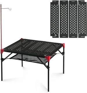 iClimb 1 Extendable Folding Table with Lantern Hanger and 1 Pack Connecting Plates Bundle, Ultralight Compact for Adults Outdoor Camping Backpacking Beach Concert BBQ Party Concert