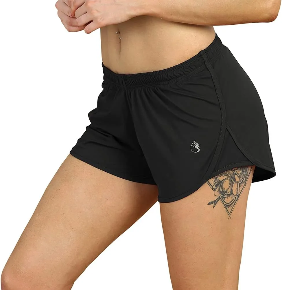 icyzone Workout Shorts Built-in Brief - Women's Gym Exercise Athletic Running Yoga Shorts
