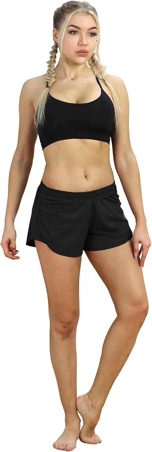 icyzone Workout Shorts Built-in Brief - Women's Gym Exercise Athletic Running Yoga Shorts