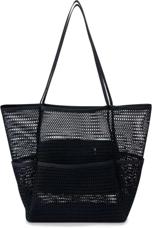 Iioscre Mesh Beach Tote Bags for Womens, Causal Hobo Pool Bags for Swimming Pools Vacations Beach Essentials