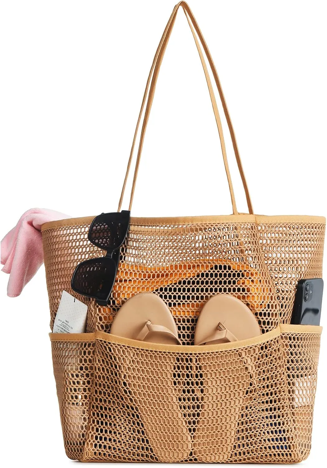 Iioscre Mesh Beach Tote Bags for Womens, Causal Hobo Pool Bags for Swimming Pools Vacations Beach Essentials