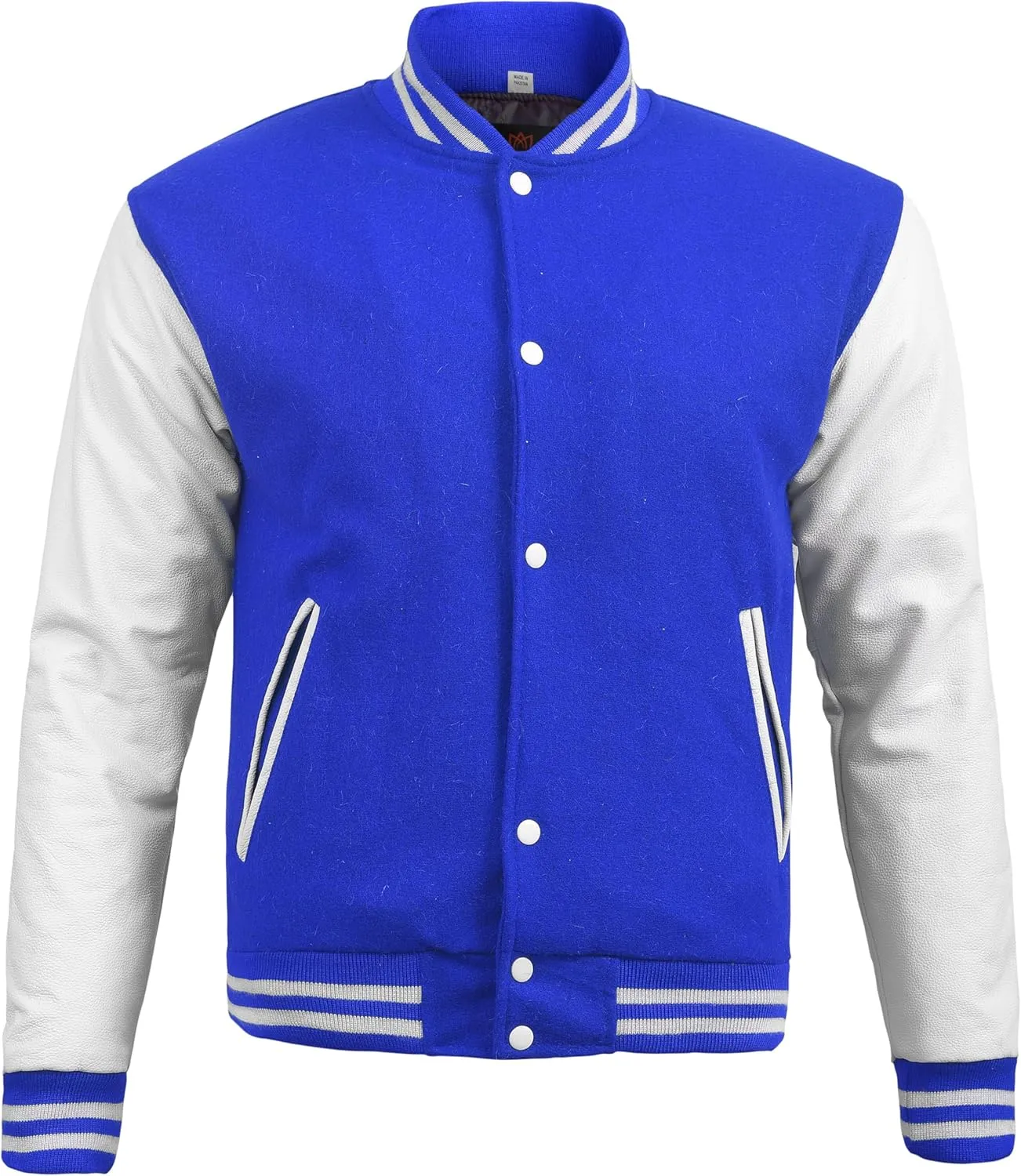 Iman Pro Varsity Jacket Men’s Genuine Cowhide Leather Sleeve and Wool Blend Letterman Jacket/Sporty Streetwear/Classic jacket