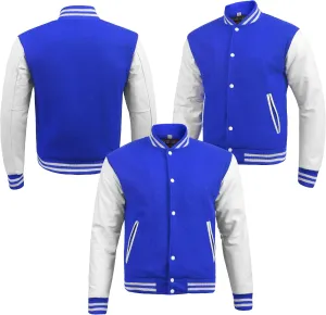Iman Pro Varsity Jacket Men’s Genuine Cowhide Leather Sleeve and Wool Blend Letterman Jacket/Sporty Streetwear/Classic jacket