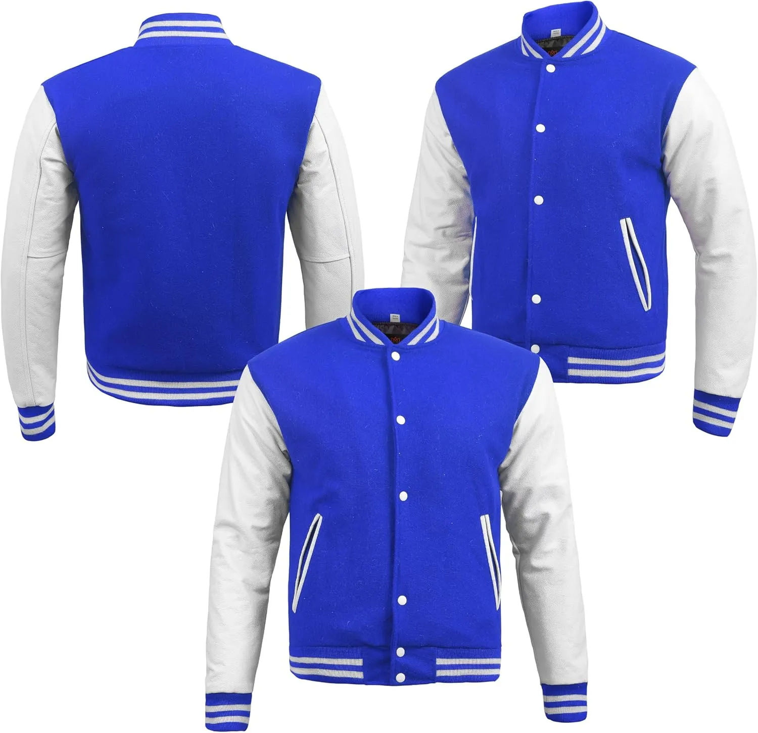 Iman Pro Varsity Jacket Men’s Genuine Cowhide Leather Sleeve and Wool Blend Letterman Jacket/Sporty Streetwear/Classic jacket