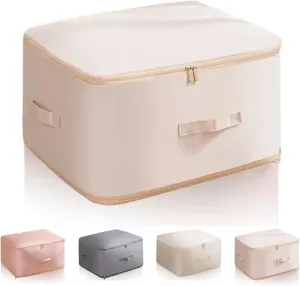 Implicationi Compression Organizer, Ultra Space Saving Self Compression Organizer, Heavy Duty Moving Bags for Comforters, Premium Comforter Storage Bag Packaging Cube (Apricot, Large)