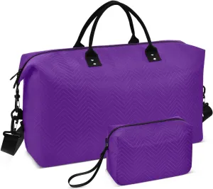 Indigo Gym Bag for Women, Travel Duffel Bag with Cosmetic Bag, Carry on Weekender Overnight Tote Bag for Gym, Yoga, Dance