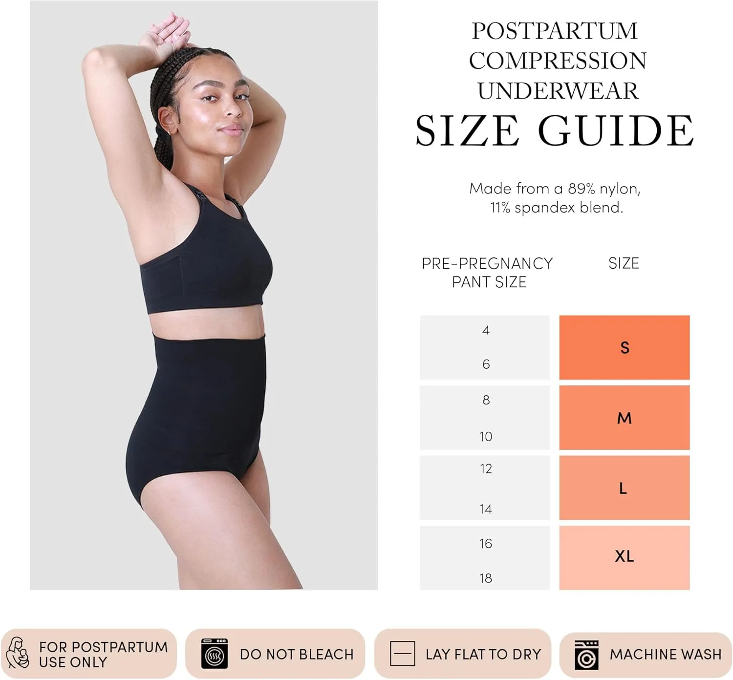 Ingrid & Isabel Basics - Postpartum Compression Underwear - Seamless High Waisted Underwear - Over the Belly Fit
