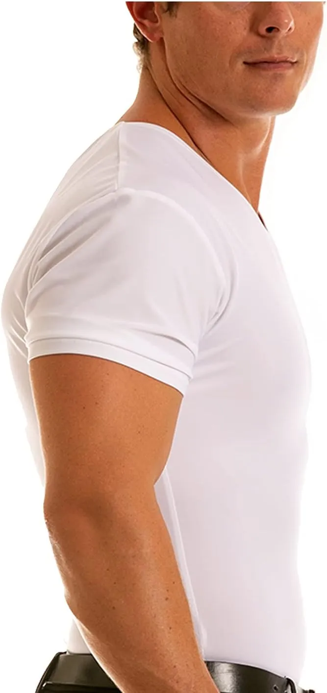 Insta Slim - Made in USA - Men’s Slimming Compression Body Shaper V-Neck for Back Support, Gynecomastia & Hernias