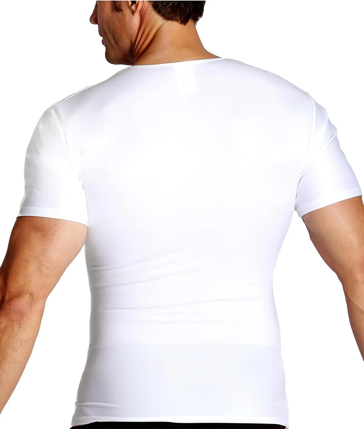 Insta Slim - Made in USA - Men’s Slimming Compression Body Shaper V-Neck for Back Support, Gynecomastia & Hernias