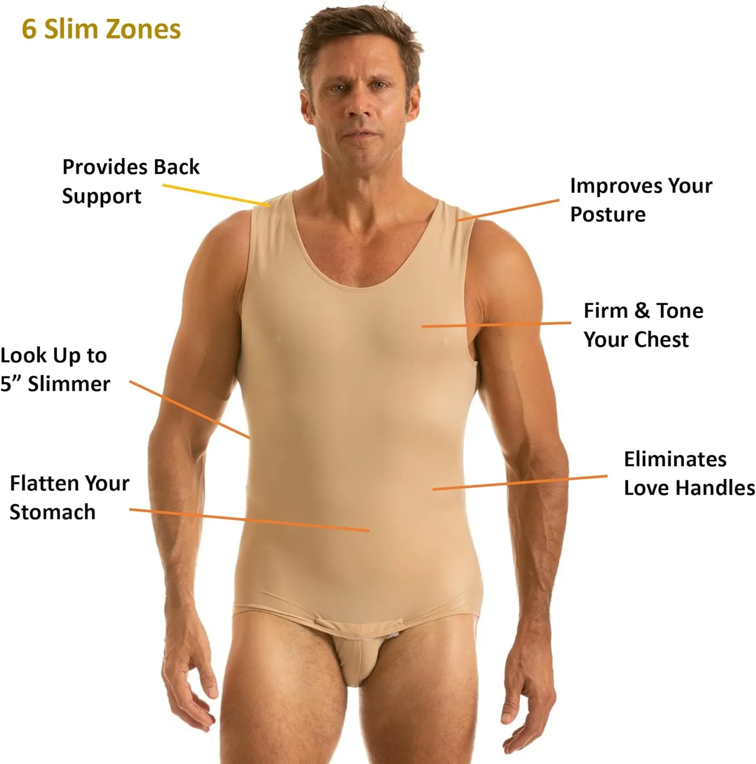 Insta Slim Men’s Compression Slimming Tank Bodysuit (made in the USA)