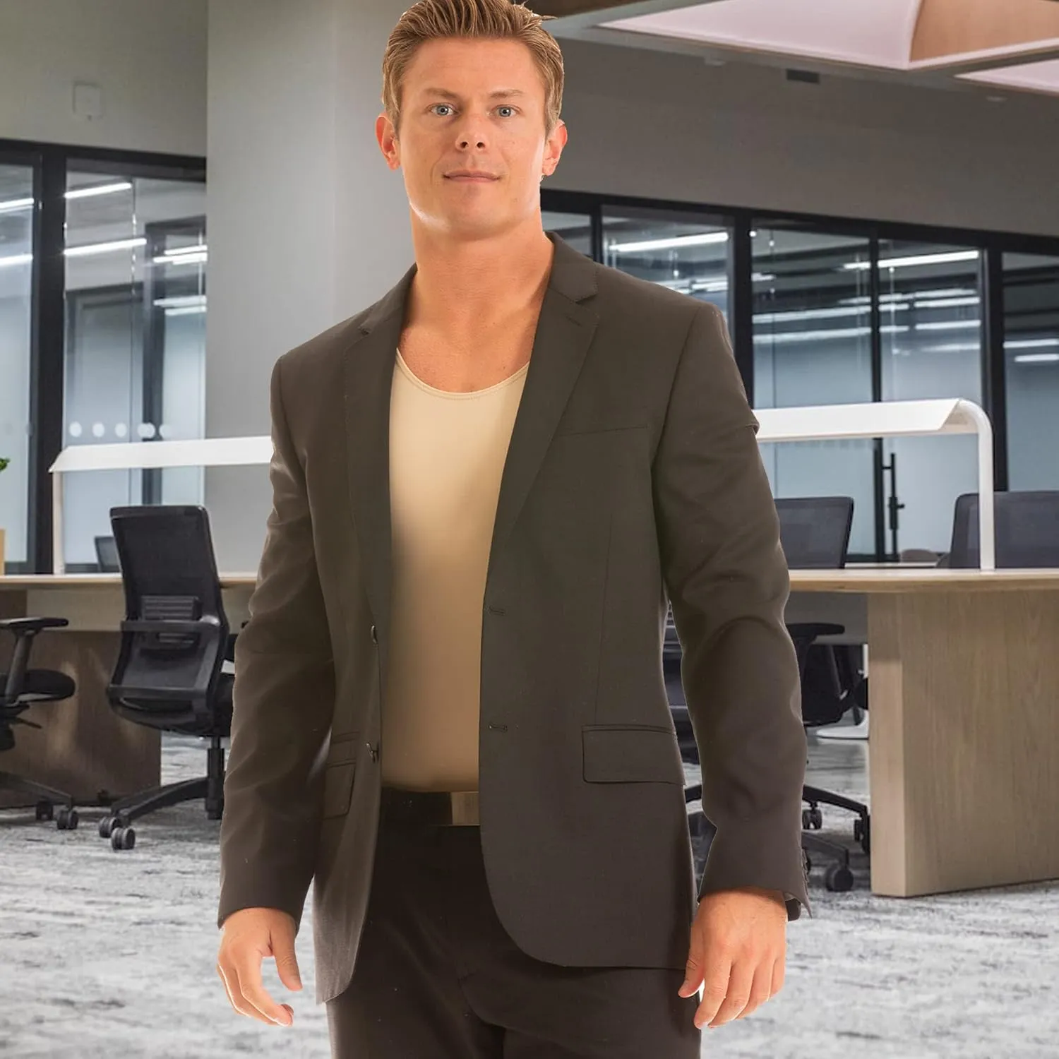 Insta Slim Men’s Compression Slimming Tank Bodysuit (made in the USA)
