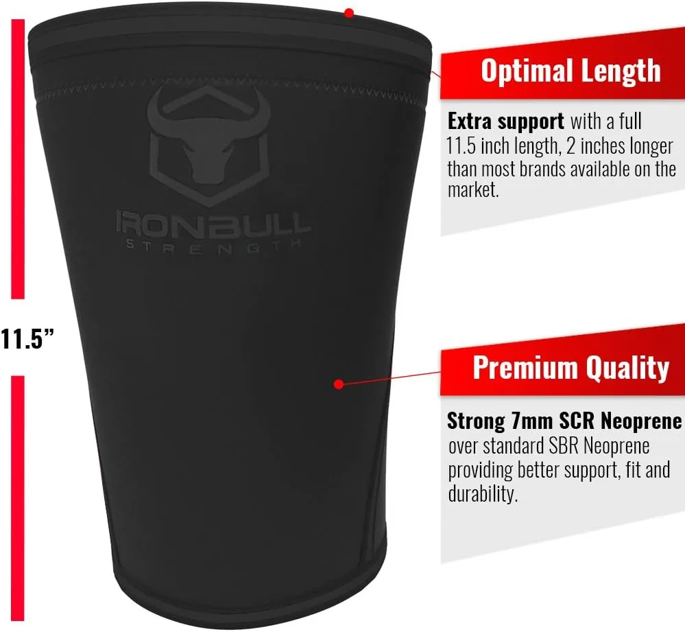 Iron Bull Strength 7mm Knee Sleeves (Pair) for Weightlifting & Powerlifting (USPA, IPL, IWF & USAW Approved) | High-Performance Knee Compression Support For Squats, Weight Lifting - Men and Women
