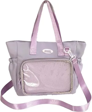 Ita Bag with Insert Canvas messenger bag Ita Tote Bag Clear Window for Pins Shoulder Bag