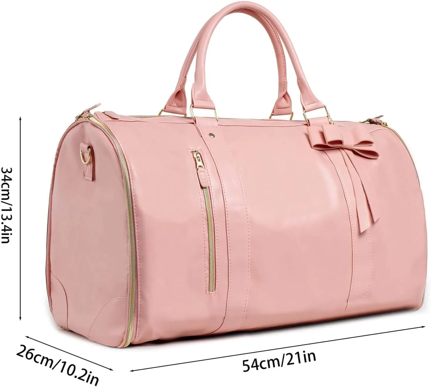Jenni Convertible Travel Bag with Removable Wheels,High Capacity with Shoe Compartment,PU Leather 2 in 1 Hanging Suitcase Travel Bags,Convertible Garment Bags for Trave l with Shoe Pouch (Purple)
