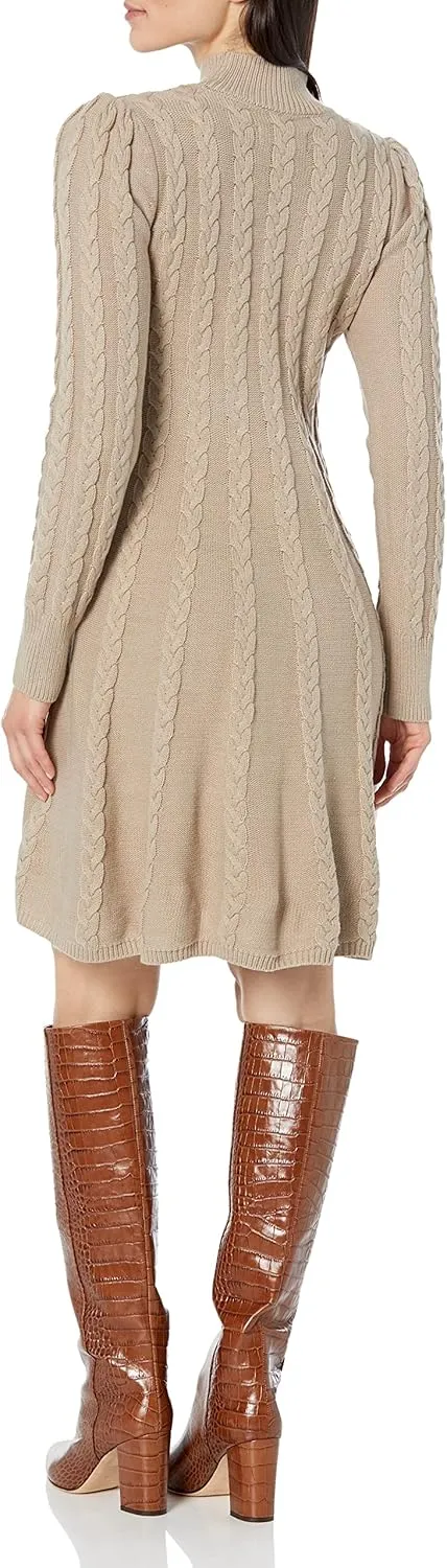 Jessica Howard Women's Cable Knit Midi Sweater Dress with Long Sleeves