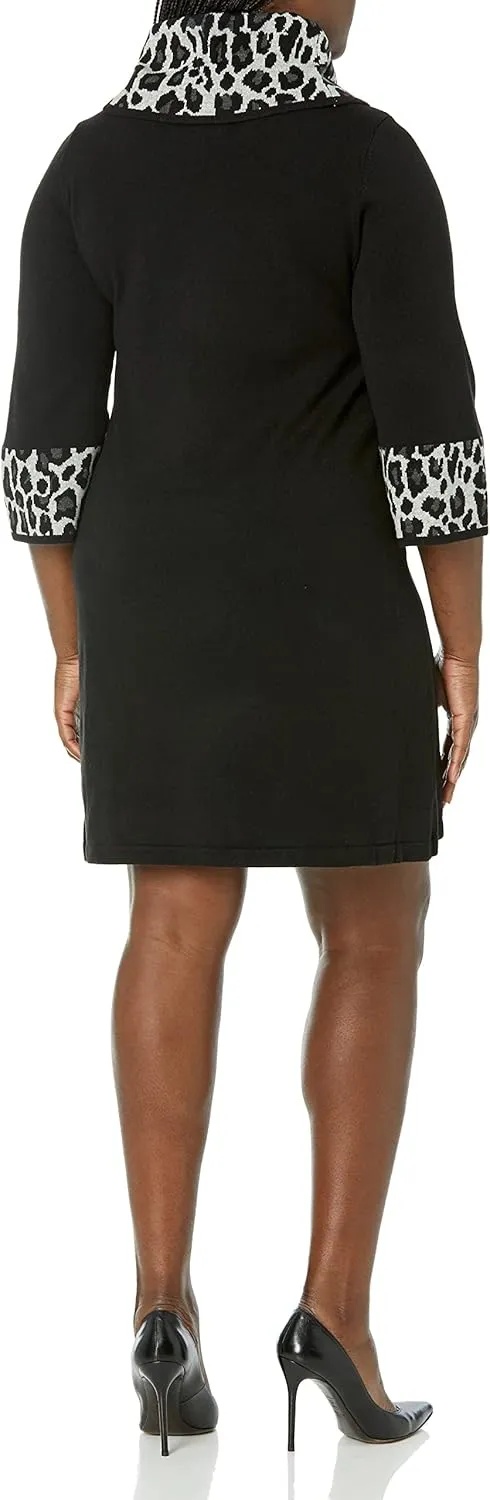 Jessica Howard Women's Plus Sweater Shift Mini Dress with ¾ Sleeves