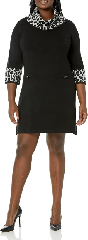 Jessica Howard Women's Plus Sweater Shift Mini Dress with ¾ Sleeves
