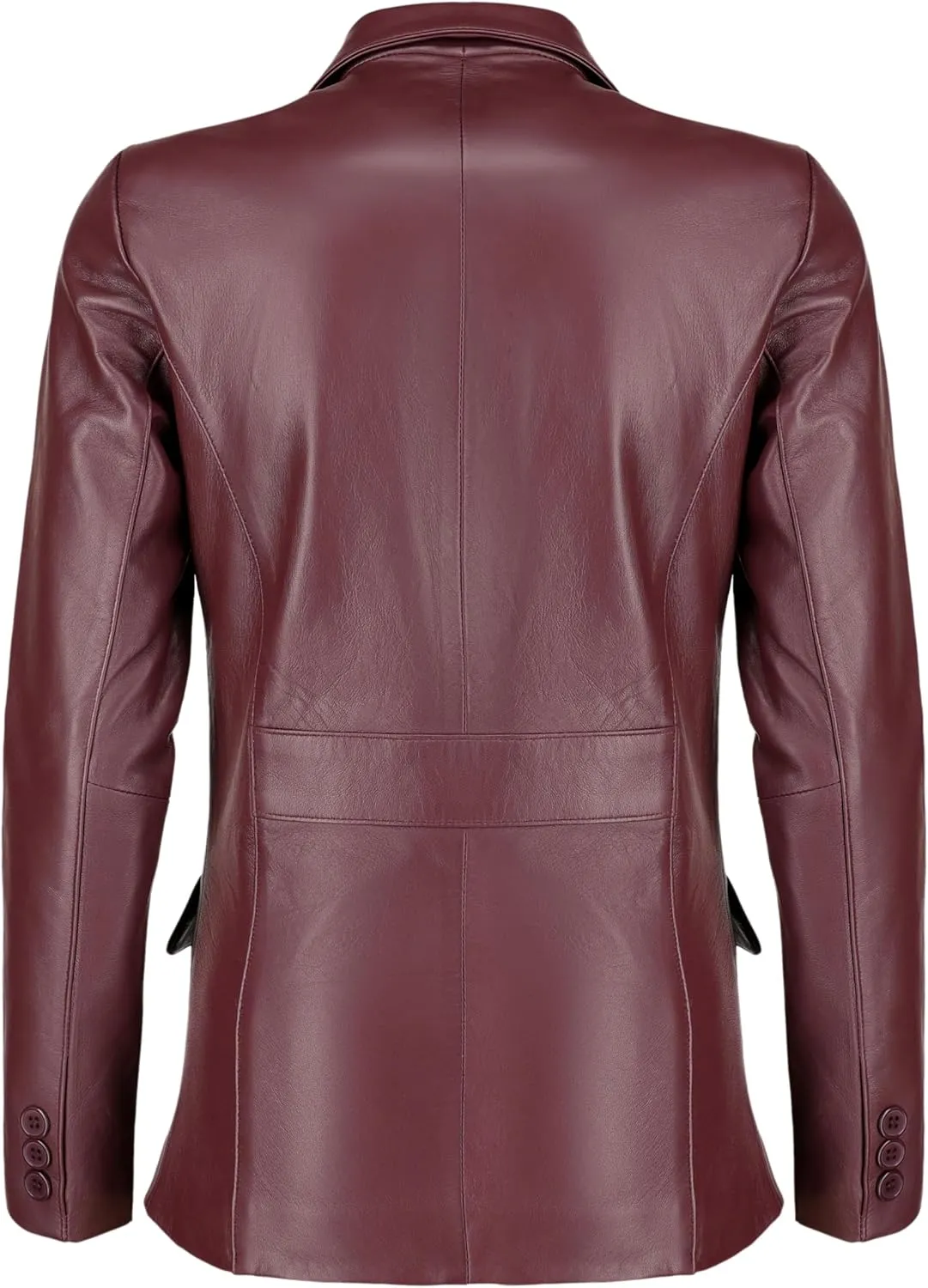 Jild Classic 2-Button Lambskin Leather Blazer Women - Casual Coat Long Sleeves Suit Style Leather Jacket Women