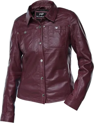 Jild Womens Button Front Lambskin Leather Jacket Shacket - Casual Shirt Long Sleeve Leather Jacket Women with Bust Pocket