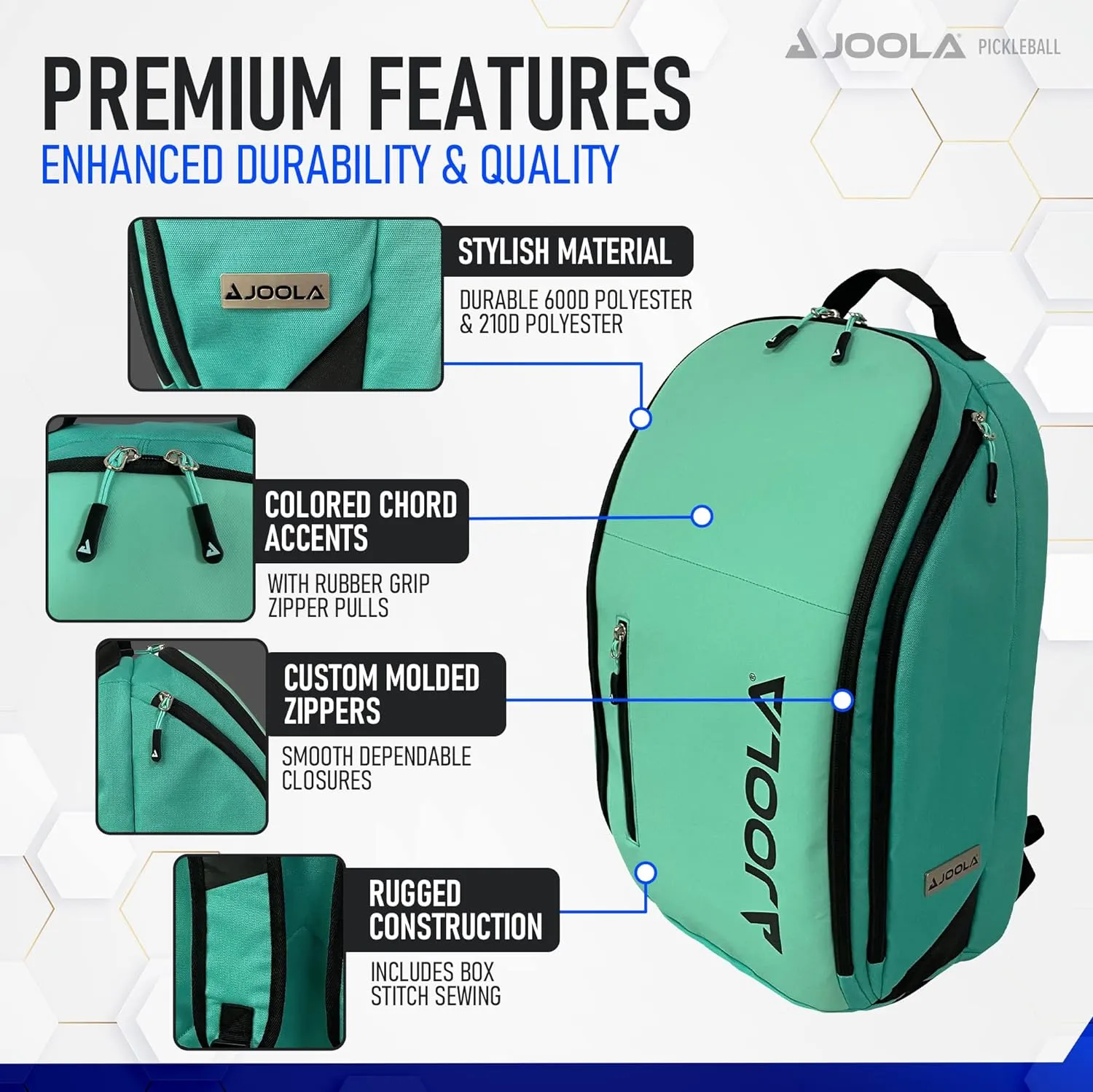 JOOLA Vision II Pickleball Bag - Backpack Holds 8 Pickleball Paddles Plus Side Pockets for Pickleball Balls - Separate Ventilated Compartment for Shoes, Interior & Exterior Accessory Pockets