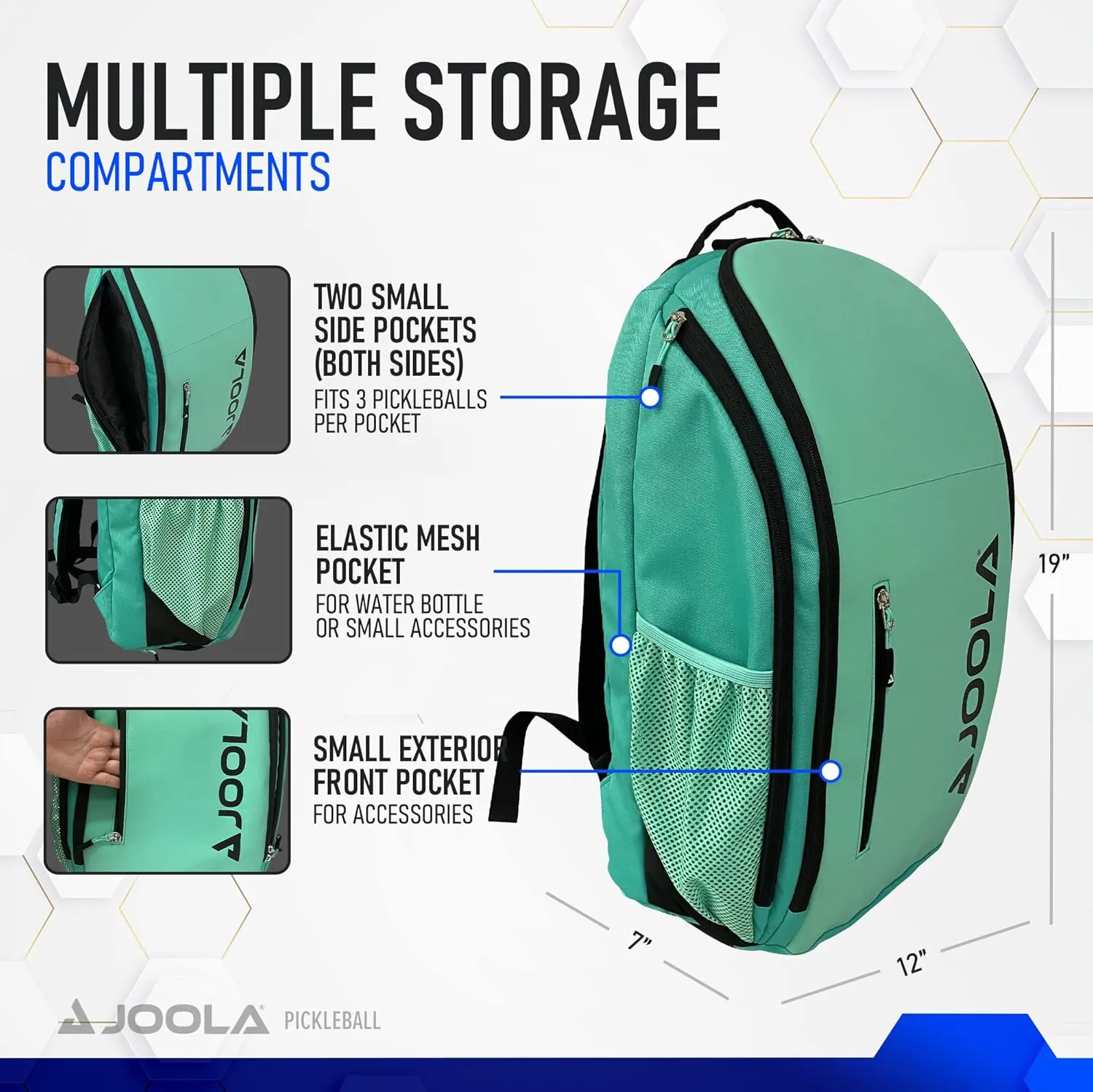 JOOLA Vision II Pickleball Bag - Backpack Holds 8 Pickleball Paddles Plus Side Pockets for Pickleball Balls - Separate Ventilated Compartment for Shoes, Interior & Exterior Accessory Pockets