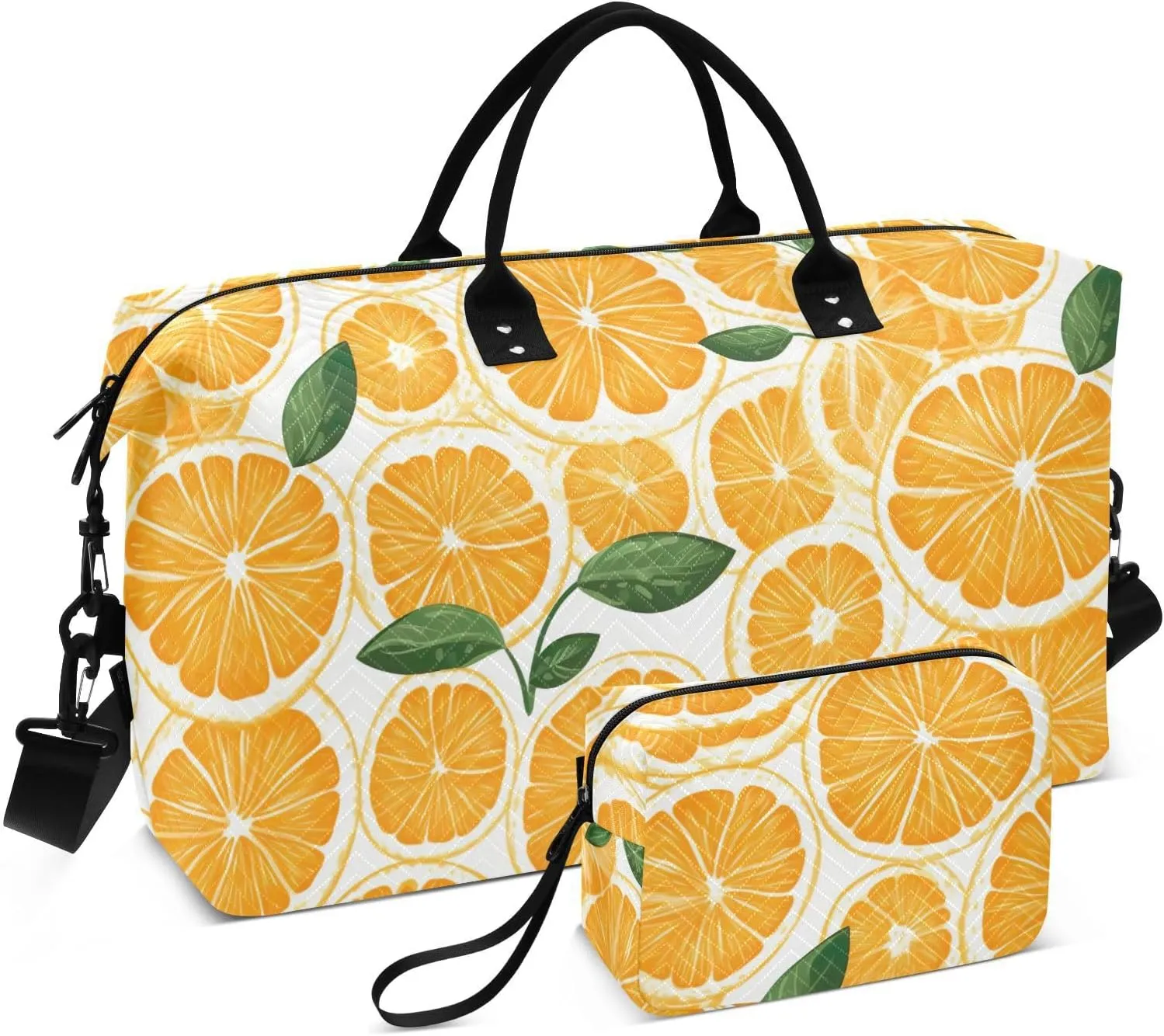Juicy Orange Slice Sports Gym Bag for Women Men Travel Duffel Bag Weekend Overnight Carry on Bag with Toiletry Bag Hospital Bag for Yoga Workout Swimming Hospital Plane