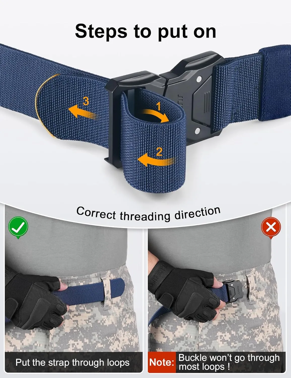 JUKMO Quick Release Tactical Belt, Military Work 1.5" Nylon Web Hiking Belt with Heavy Duty Seatbelt Buckle
