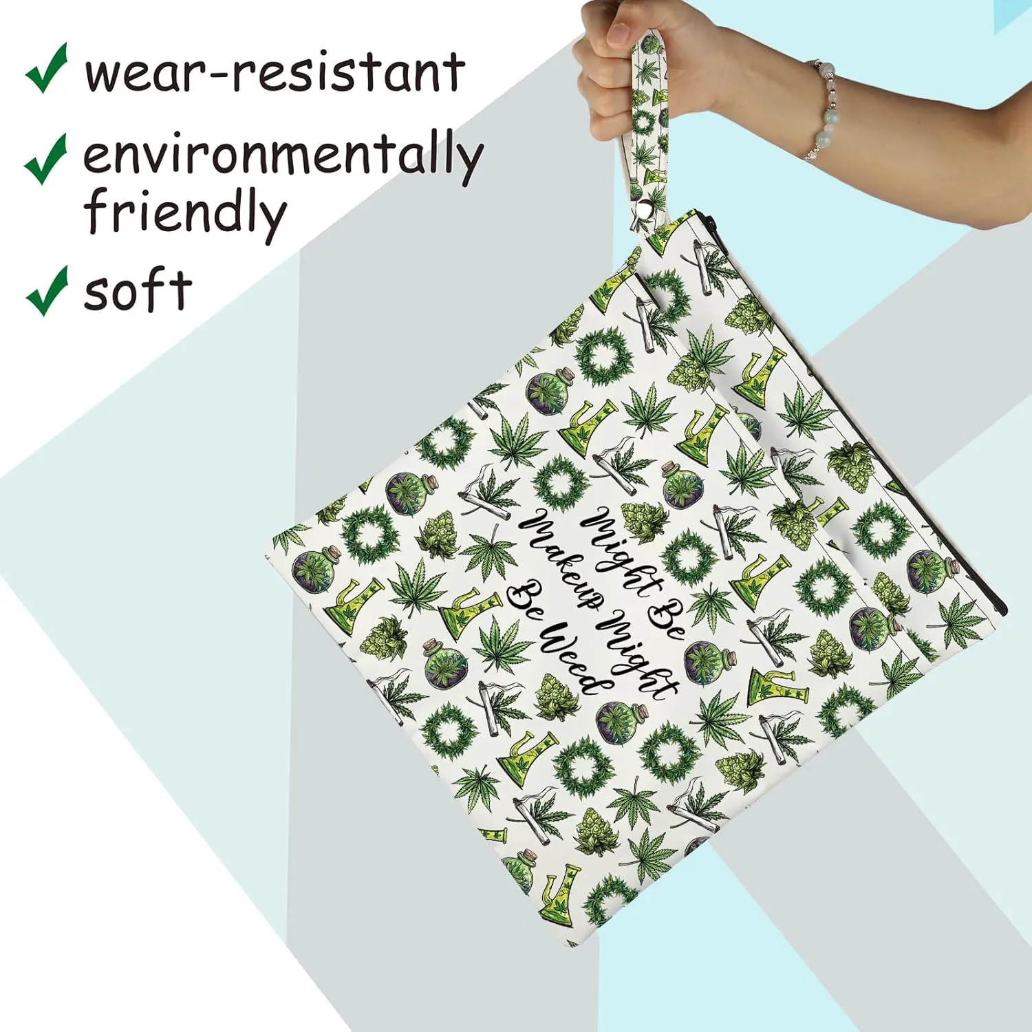 JXGZSO Funny Weed Makeup Bag With Zipper Gifts For Women Might Be Makeup Might Be Weed Cosmetic Bag