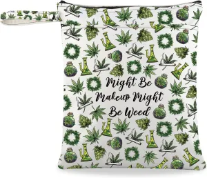 JXGZSO Funny Weed Makeup Bag With Zipper Gifts For Women Might Be Makeup Might Be Weed Cosmetic Bag