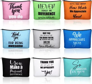 Kacctyen 9 Pcs Cna Week Gifts Housekeeping Cosmetic Makeup Bag Employee Appreciation Gift for Women Housekeeping Week Makeup Zipper Pouch Bag Travel Organizer Housekeeper Cna Thank You Supplies