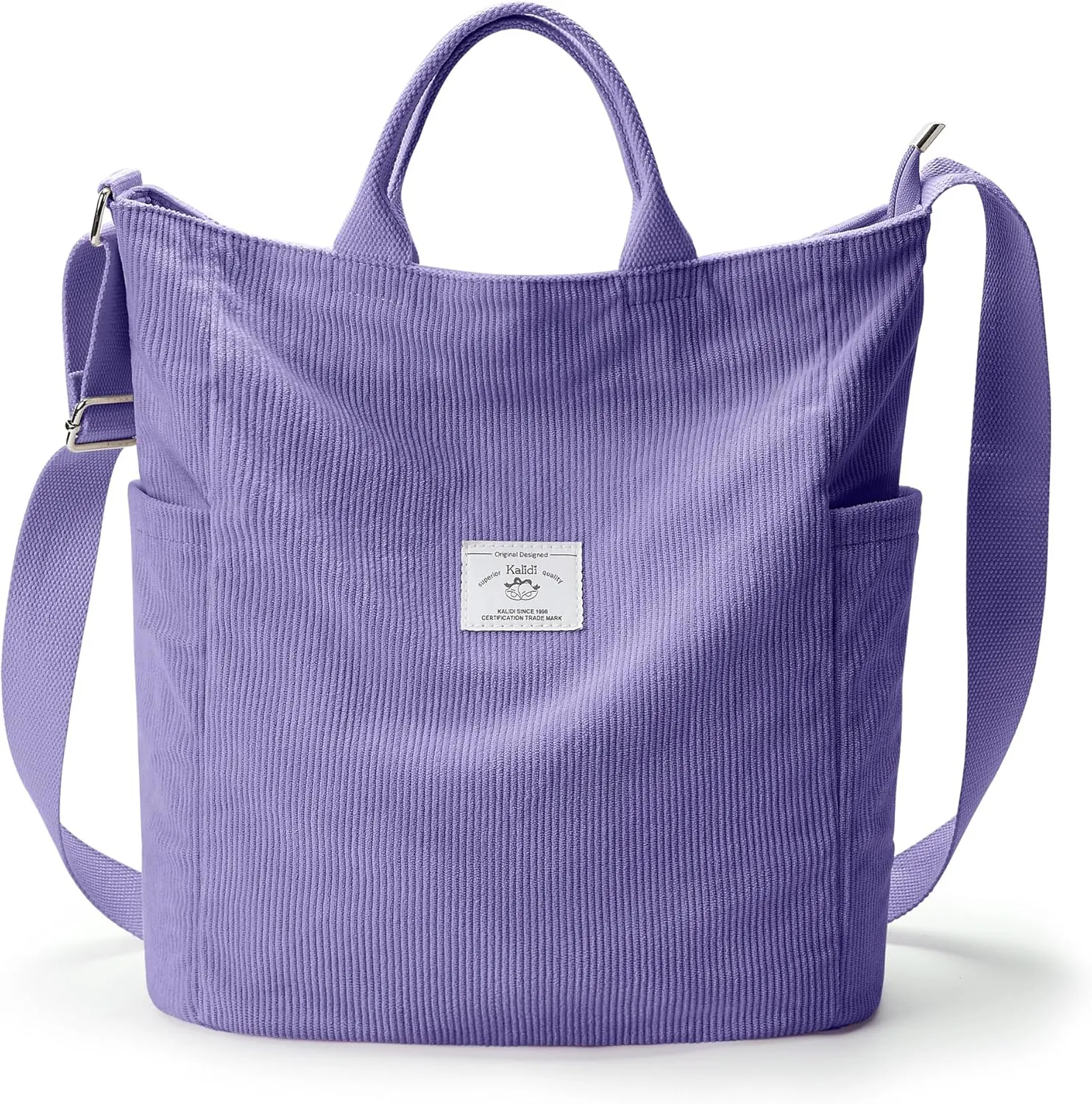 KALIDI Corduroy Tote Bag, Large Messenger Bag Shoulder Hobo Anti Splash Crossbody Zipper Bag Casual Work Shopping Women
