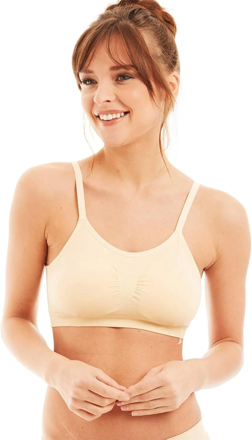 Kalon 4 Pack Women’s Nylon Spandex Removable Pads Comfort Cami Bras Wireless