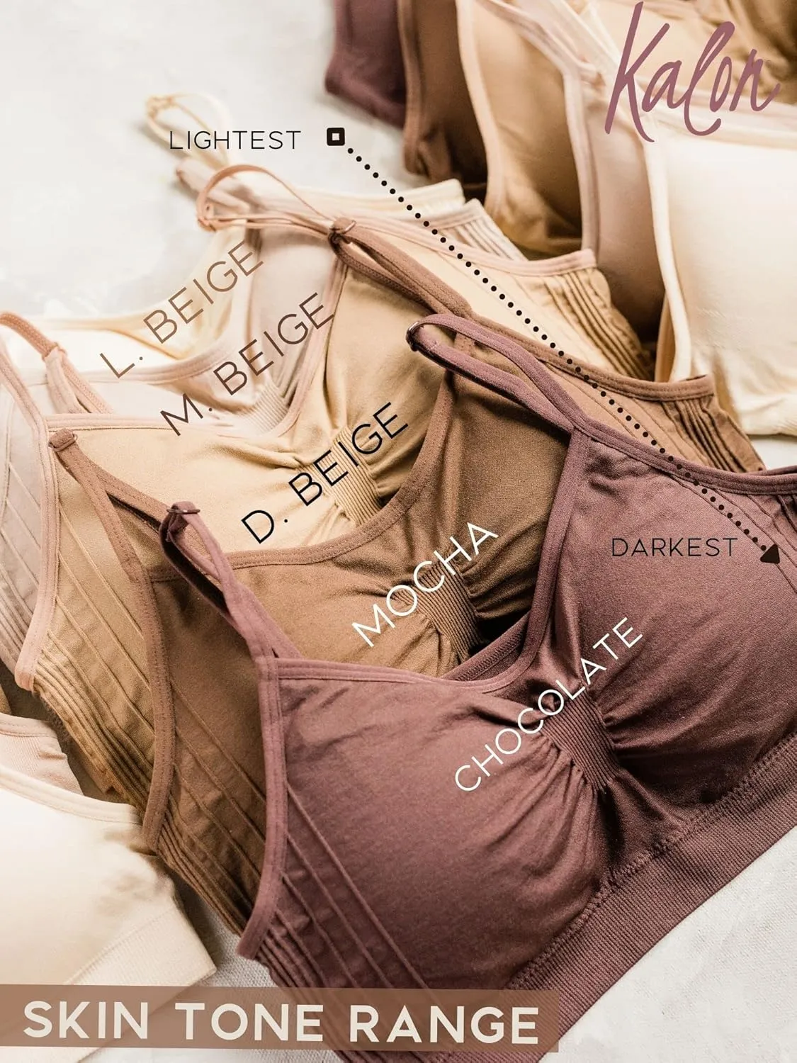 Kalon 4 Pack Women’s Nylon Spandex Removable Pads Comfort Cami Bras Wireless