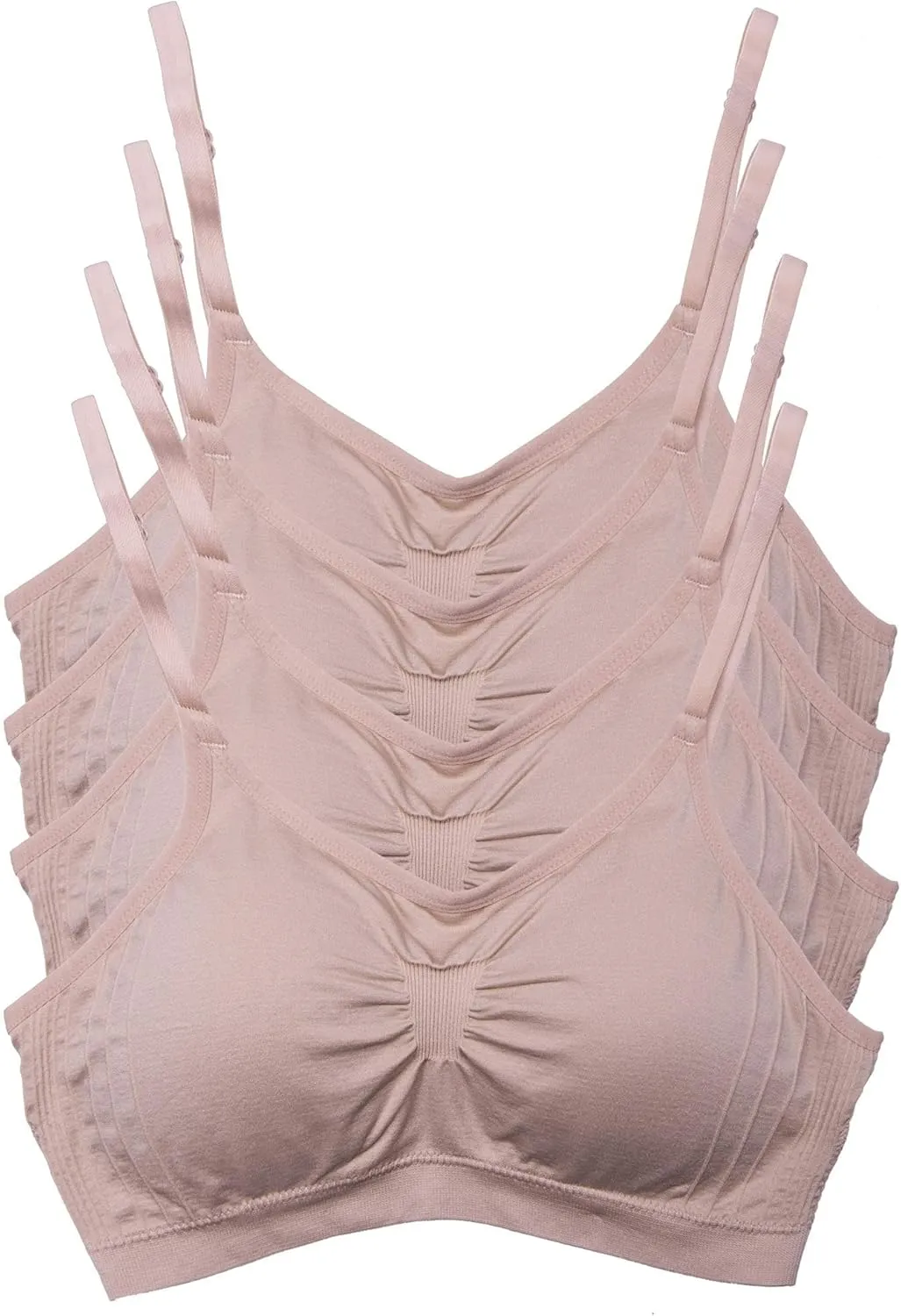 Kalon 4 Pack Women’s Nylon Spandex Removable Pads Comfort Cami Bras Wireless