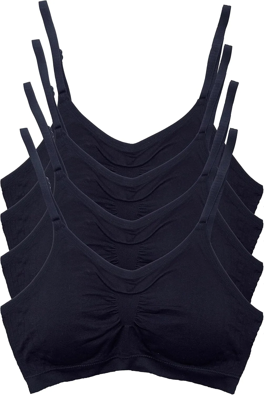 Kalon 4 Pack Women’s Nylon Spandex Removable Pads Comfort Cami Bras Wireless