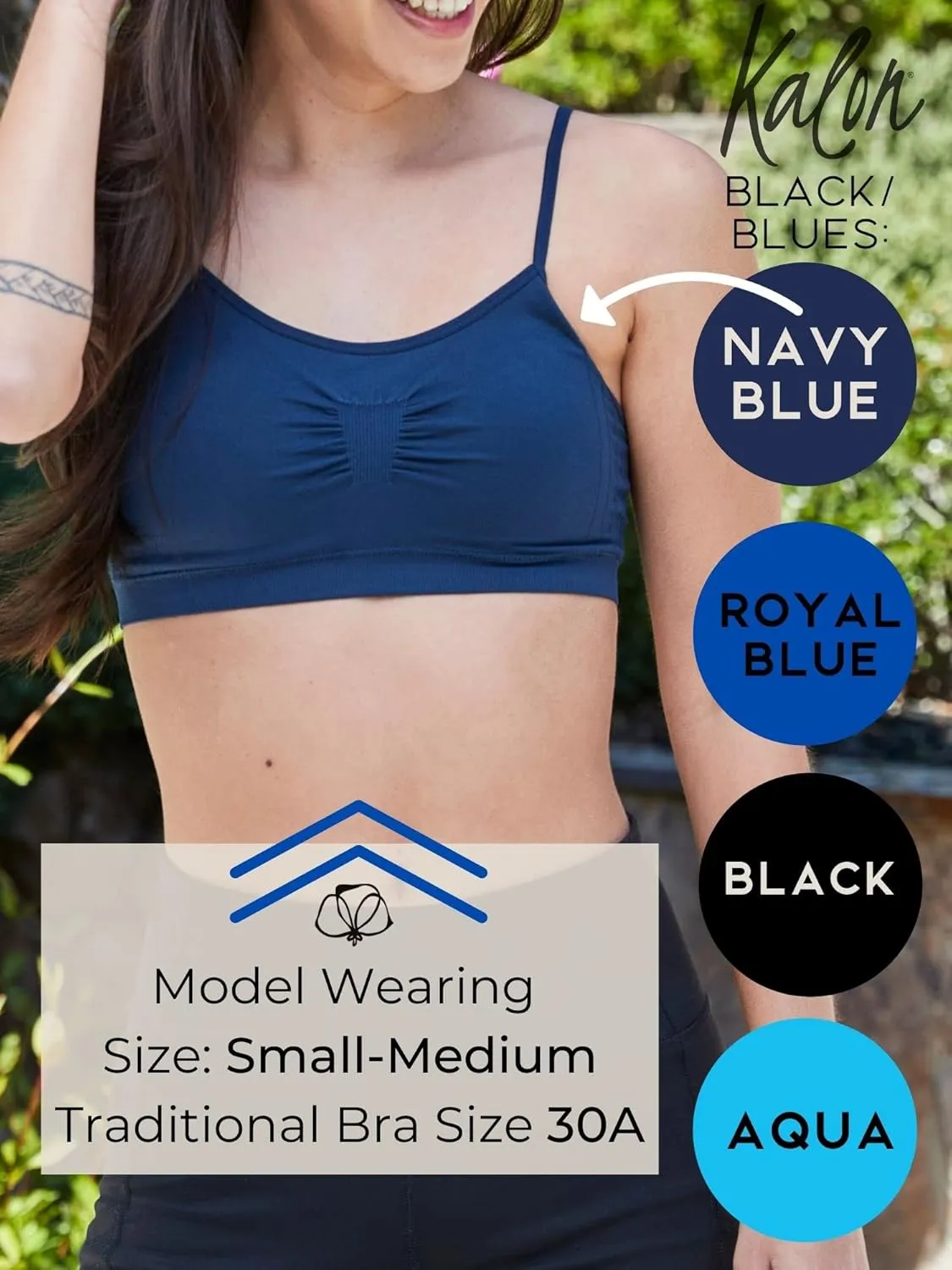 Kalon 4 Pack Women’s Nylon Spandex Removable Pads Comfort Cami Bras Wireless