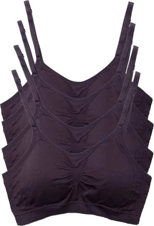 Kalon 4 Pack Women’s Nylon Spandex Removable Pads Comfort Cami Bras Wireless