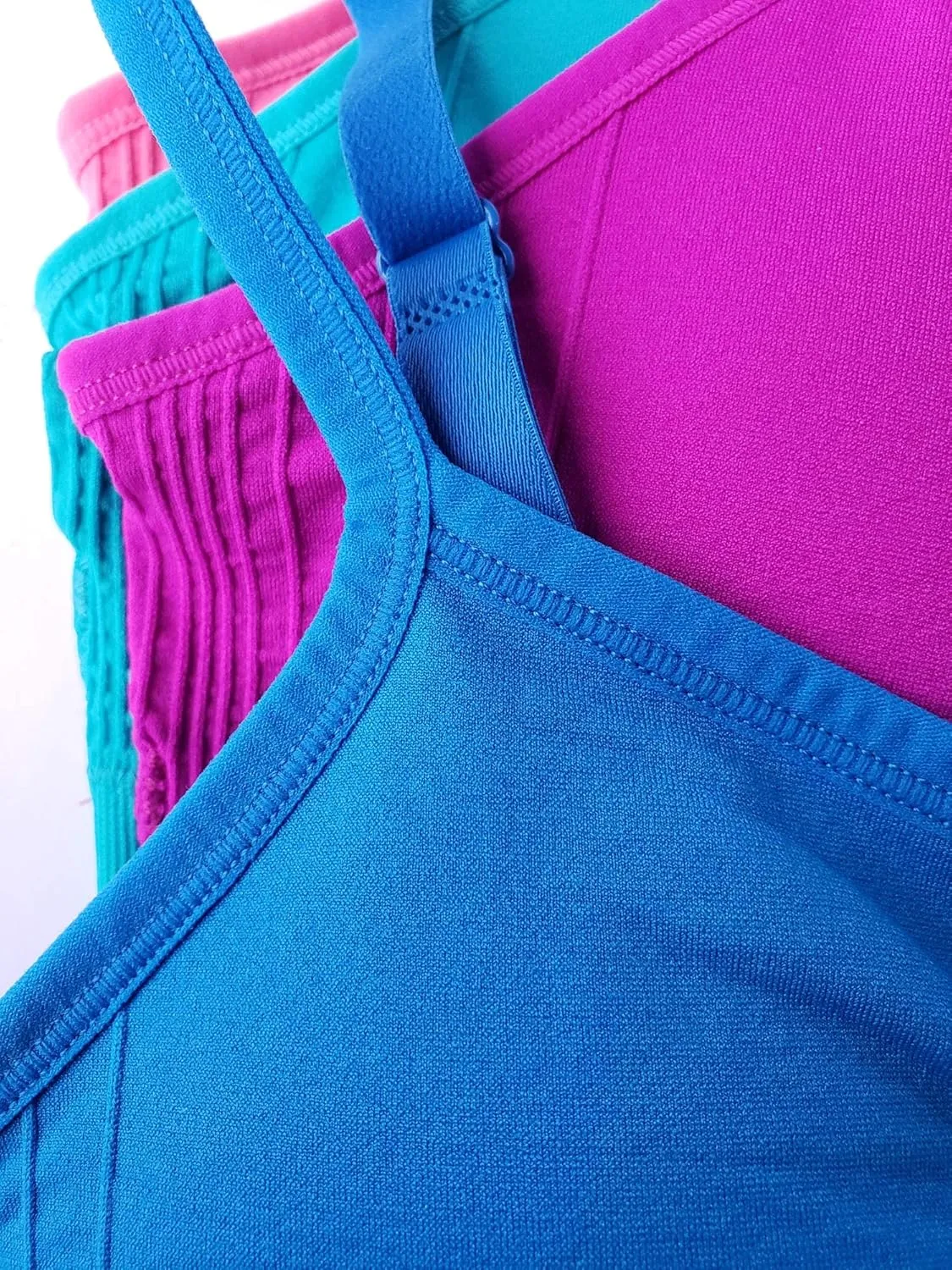 Kalon 4 Pack Women’s Nylon Spandex Removable Pads Comfort Cami Bras Wireless